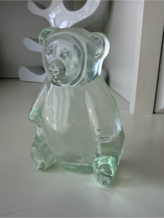 Other - Vintage Teddy Bear Glass Clear Heavy Paper weight Decorative Home Decor